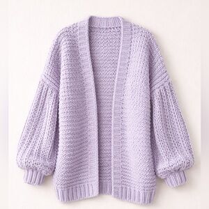 NWOT Handmade chunky lavender chunky cardigan size S/M Easter sweater